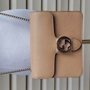 GUCCI SMALL DOLLAR INTERLOCKING G SHOULDER/ CROSSBODY BAG CAMELIA